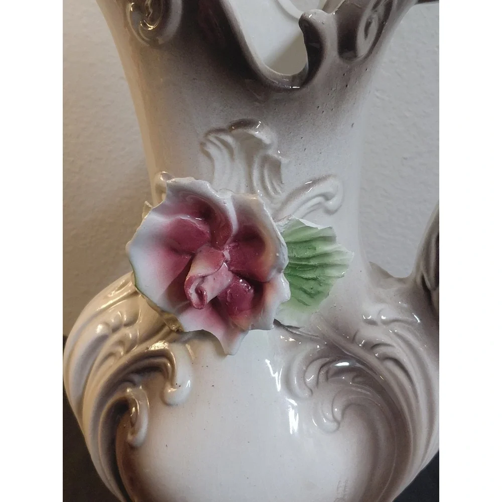 Vintage Capodimonte Italy Porcelain Pitcher Ewer Vase 14